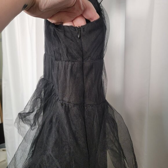 Lulus Tulle for Love Black Layered Tulle Sheer Cap Sleeves Maxi Dress Sz  XL - Picture 4 of 6